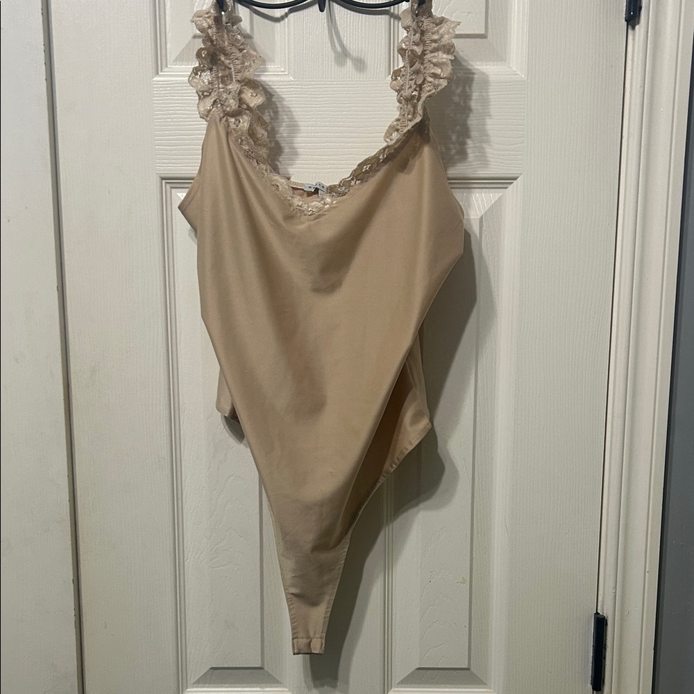 Haute Monde Tan Lace-Trimmed Chemise